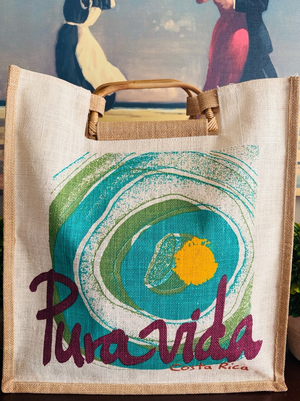 COSTA RICA 🌞 Pura Vida 🌞 NATURAL JUTE VACATION TOTE BAG 🌟NEW🌟